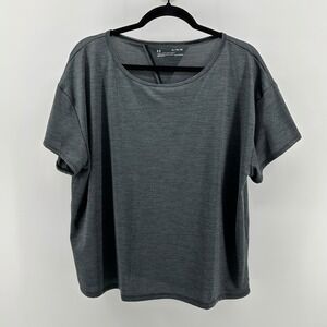 Under Armour HeatGear Loose Short Sleeve Open Back Shirt Gray Women XL Athletic